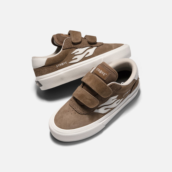 STRAYE Lil Fuego Brown Hairy Suede + Suede low-top kids' skate shoe