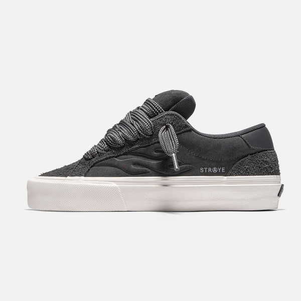 STRAYE Logan Puff Carbon Bevel hairy suede + suede — puffy low-top
