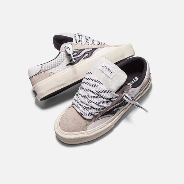 STRAYE Logan Puff Bone suede mesh — puffy low-top skate shoe