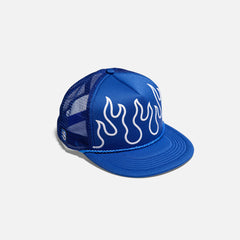 STRAYE Fuego Trucker Blue — custom snapback mesh trucker cap