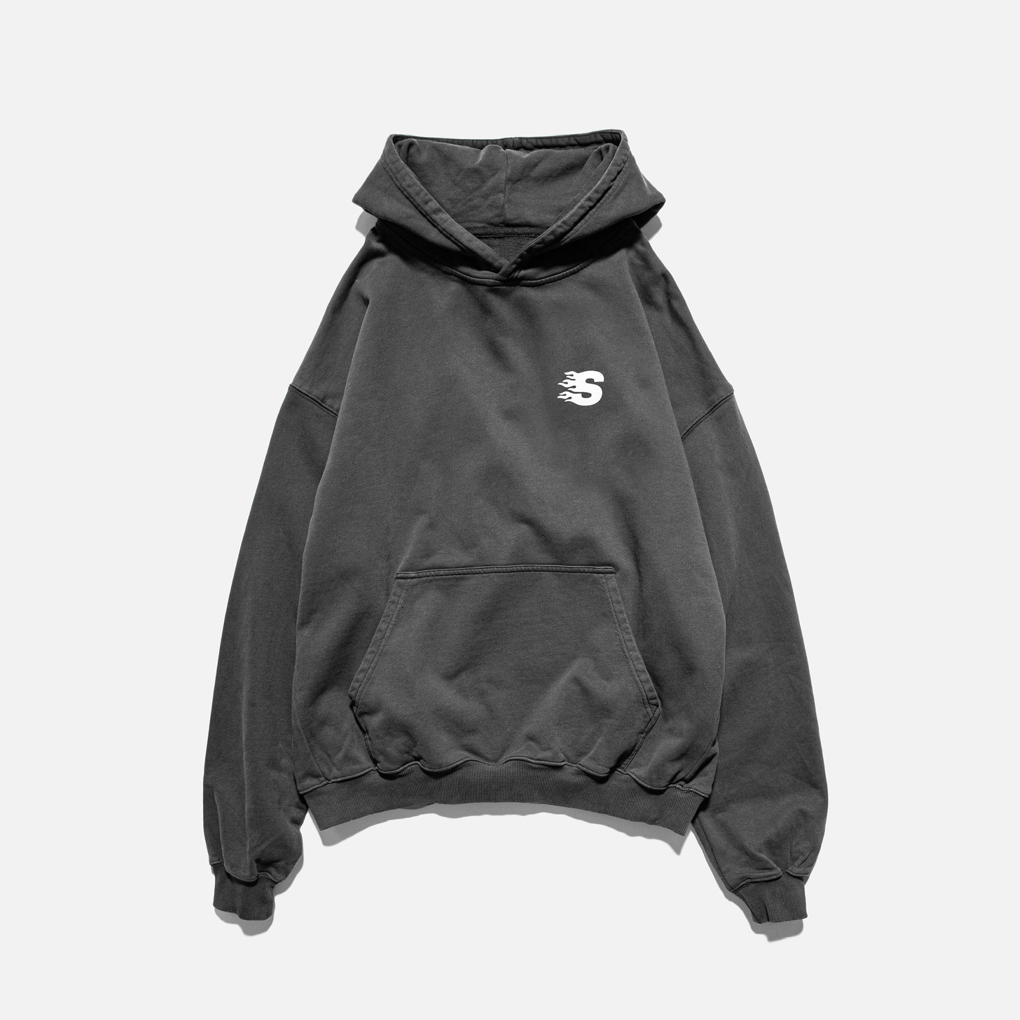 STRAYE x KREW MINI Hoodie Faded Black — heavyweight cotton hoodie