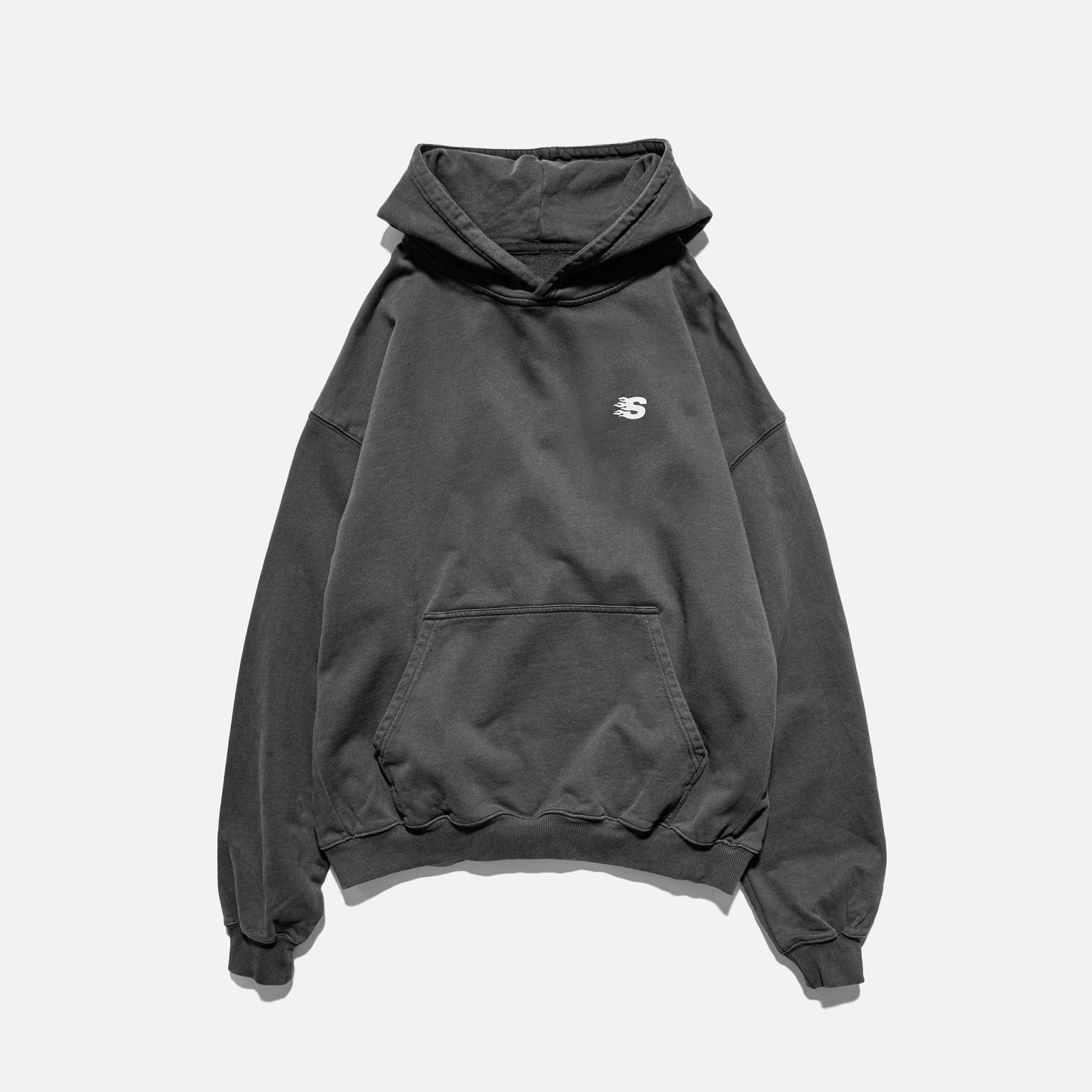 STRAYE x KREW MINI Hoodie Faded Black — heavyweight cotton hoodie