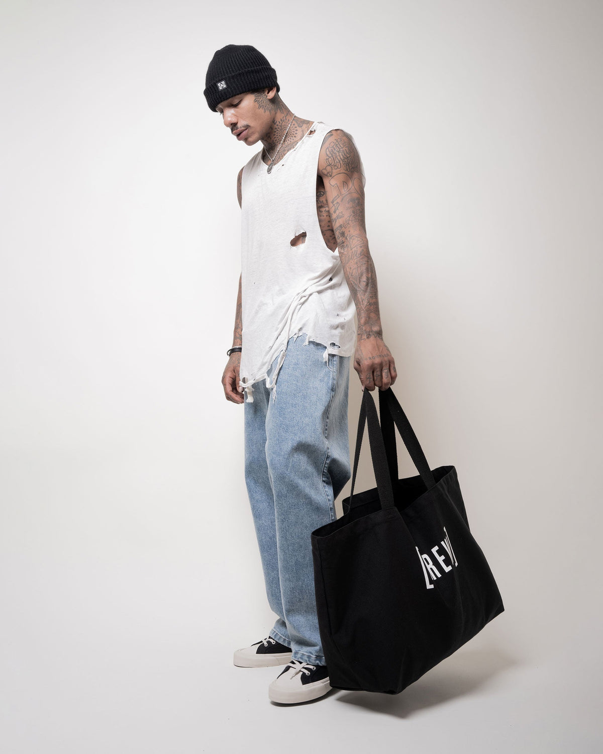 Black canvas tote bag – KREW Totelly