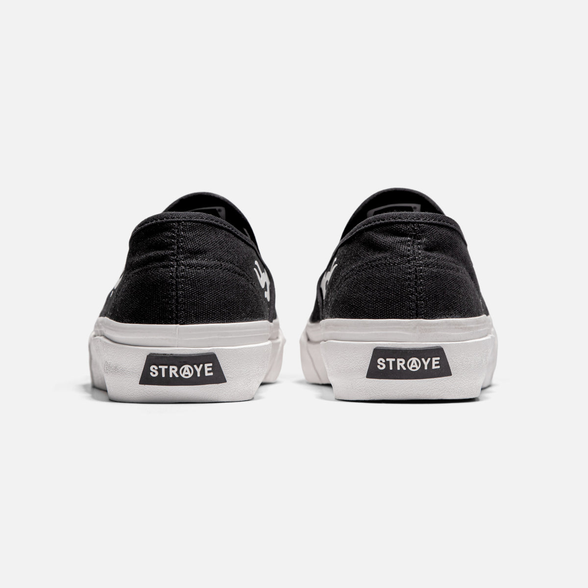 STRAYE LENOX BLACK Canvas Low Top Slip on Skate Shoes