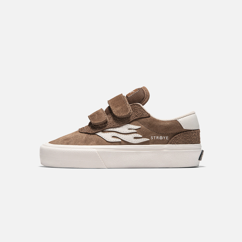 STRAYE Lil Fuego Brown Hairy Suede + Suede low-top kids' skate shoe