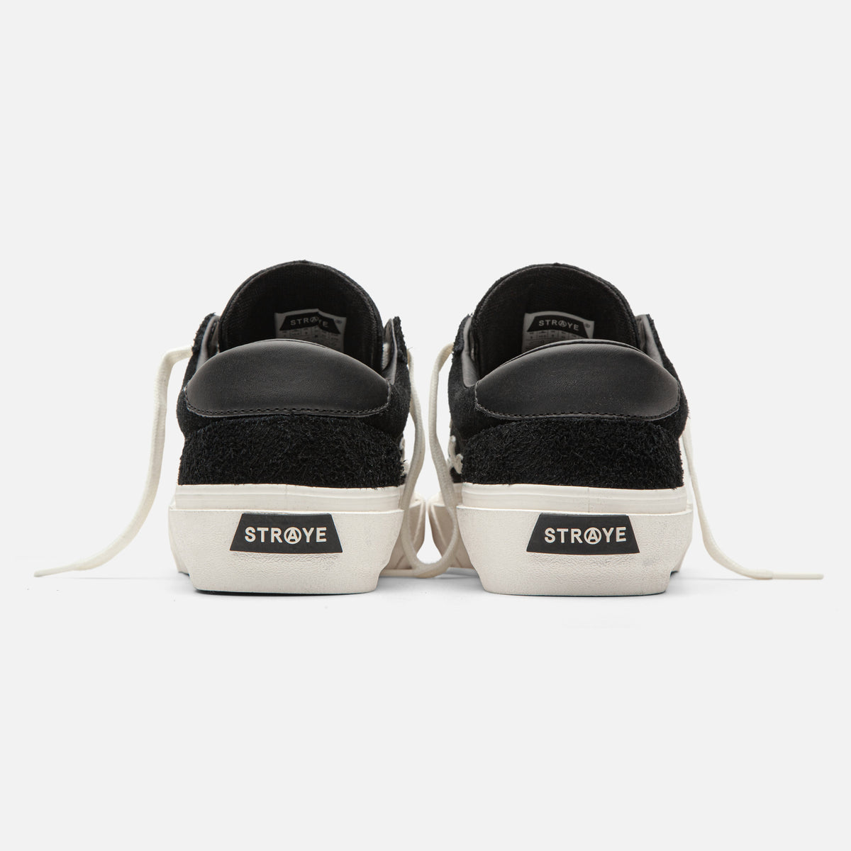 STRAYE Logan Black Flame – back view low-top skate sneaker