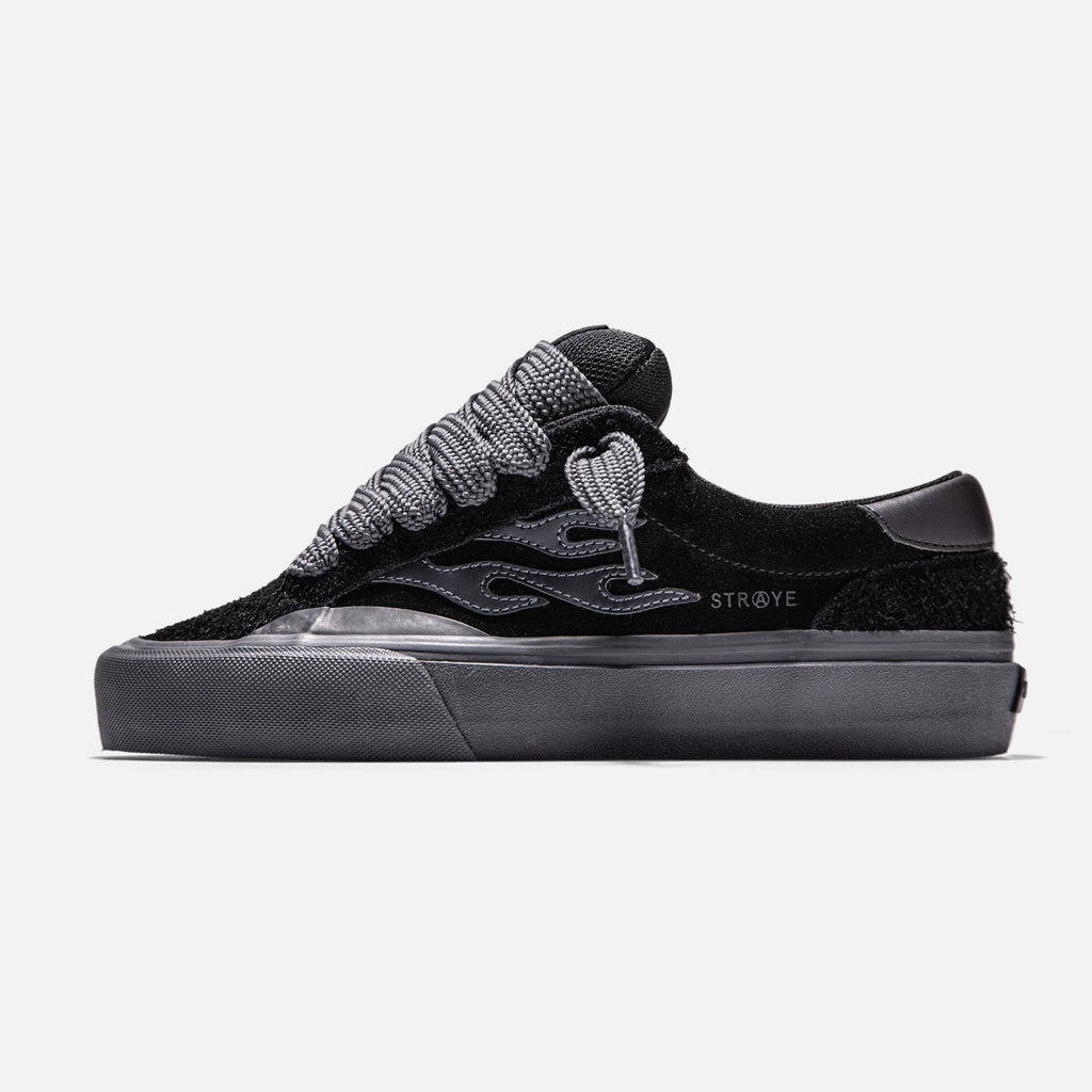 STRAYE Logan Puff Blackout hairy suede + suede — puffy low-top