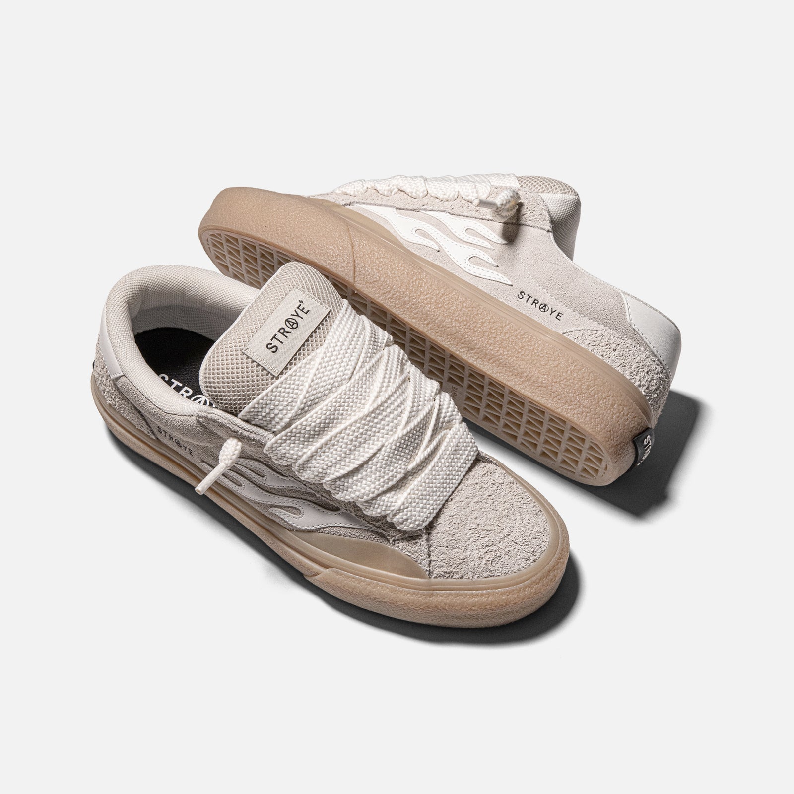 STRAYE Logan Puff Cream Crepe – side view low-top skate sneaker