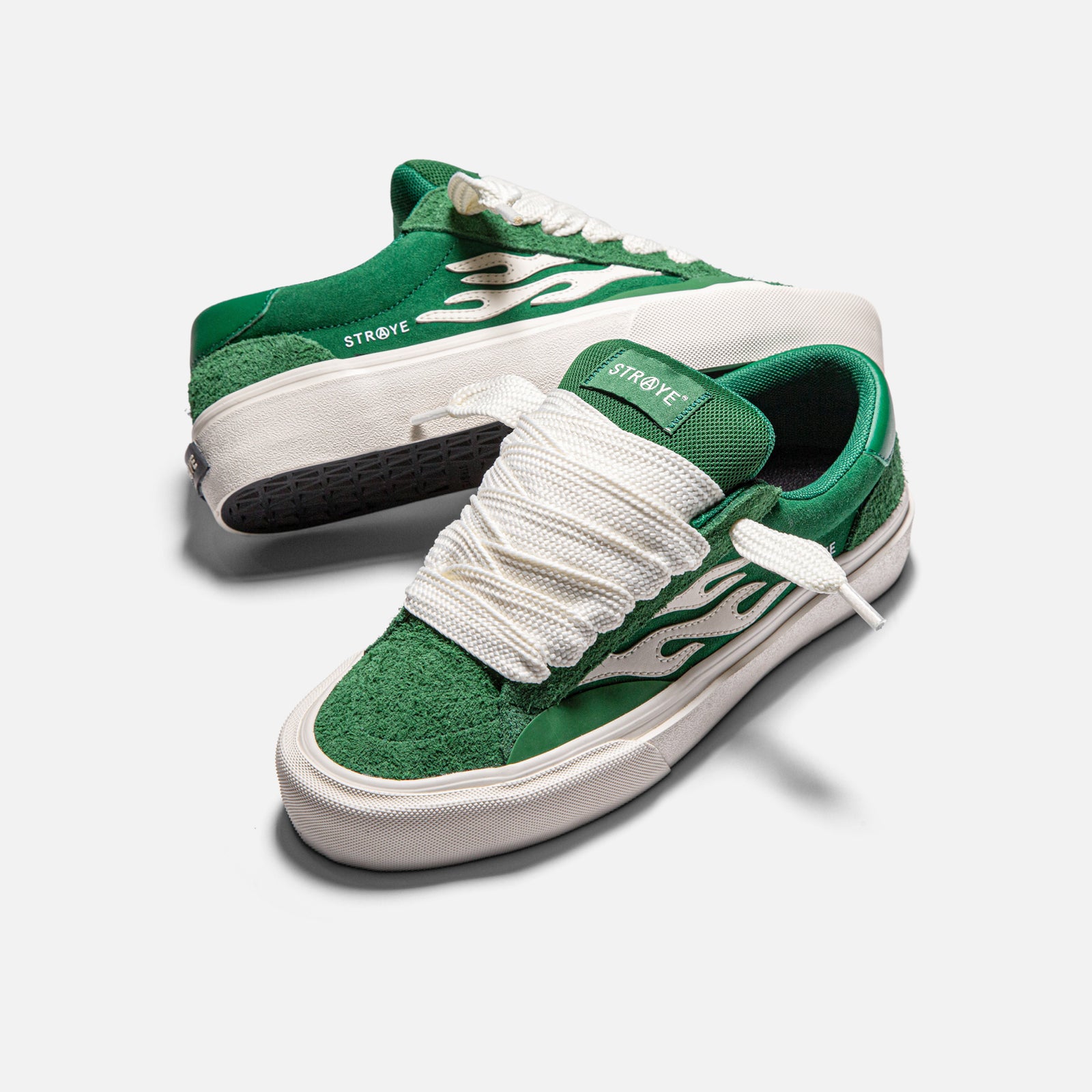 STRAYE Logan Puff Forest – side view low-top skate sneaker