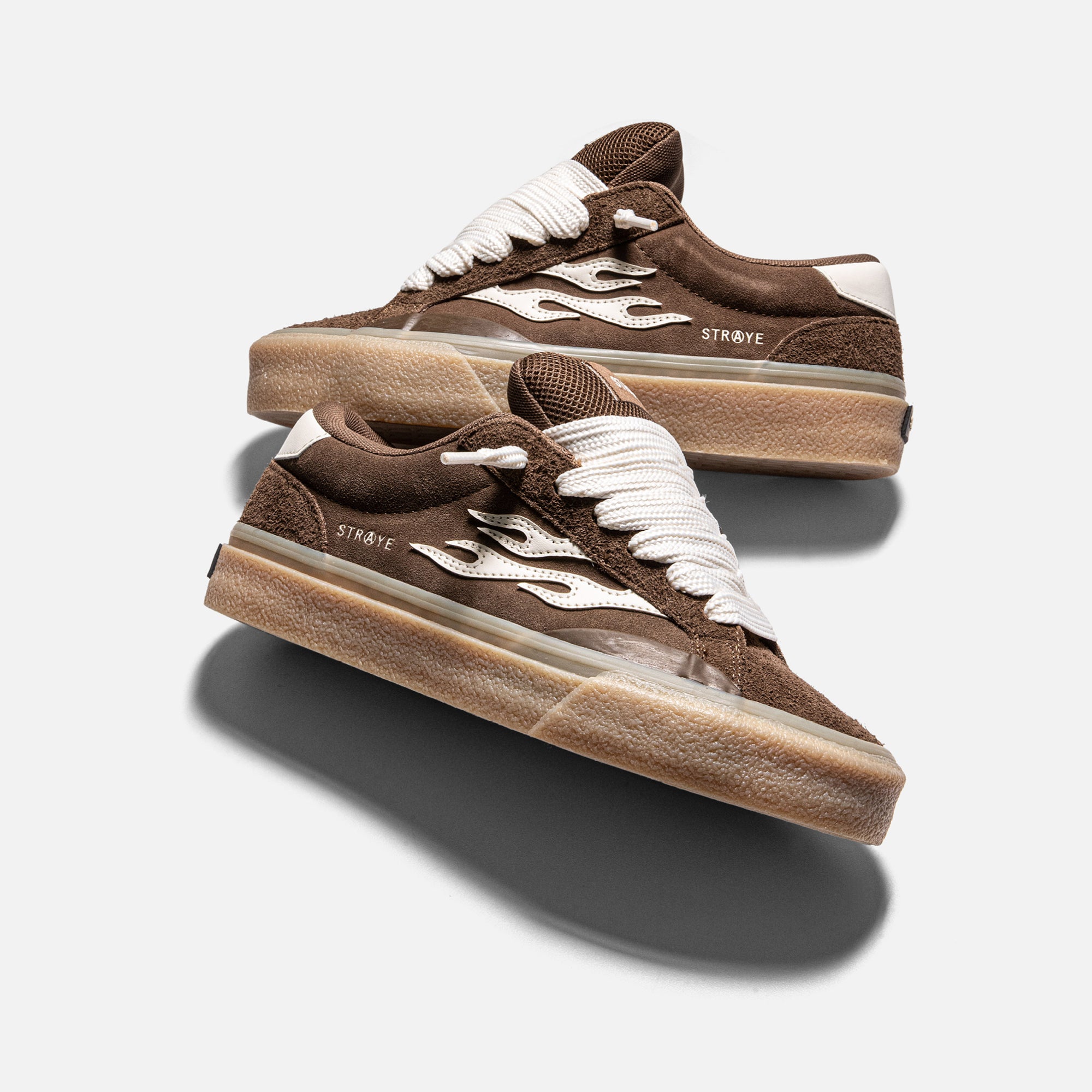 STRAYE Logan Puff Brown Crepe – side view low-top skate sneaker