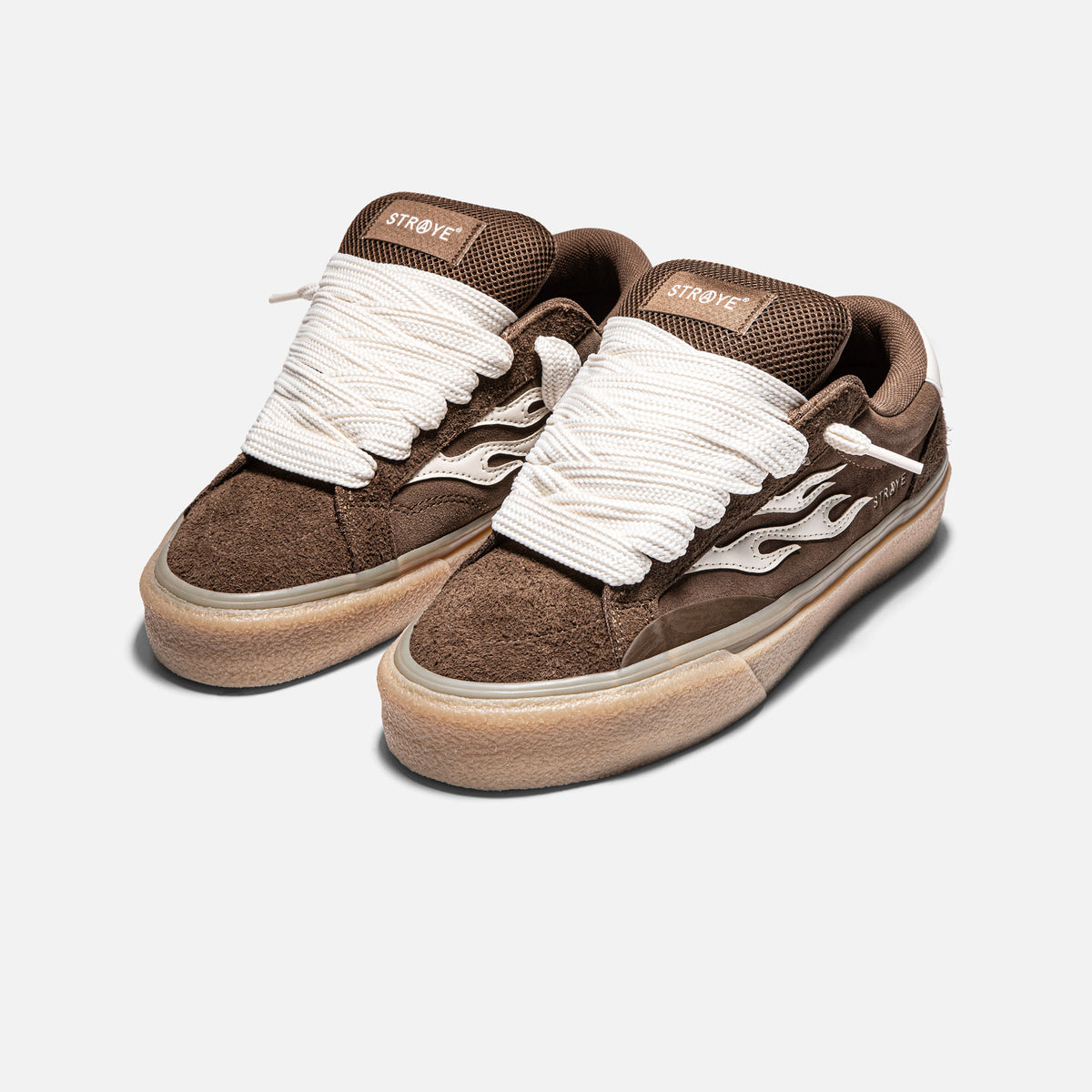 STRAYE Logan Puff Brown Crepe – hero view low-top skate sneaker