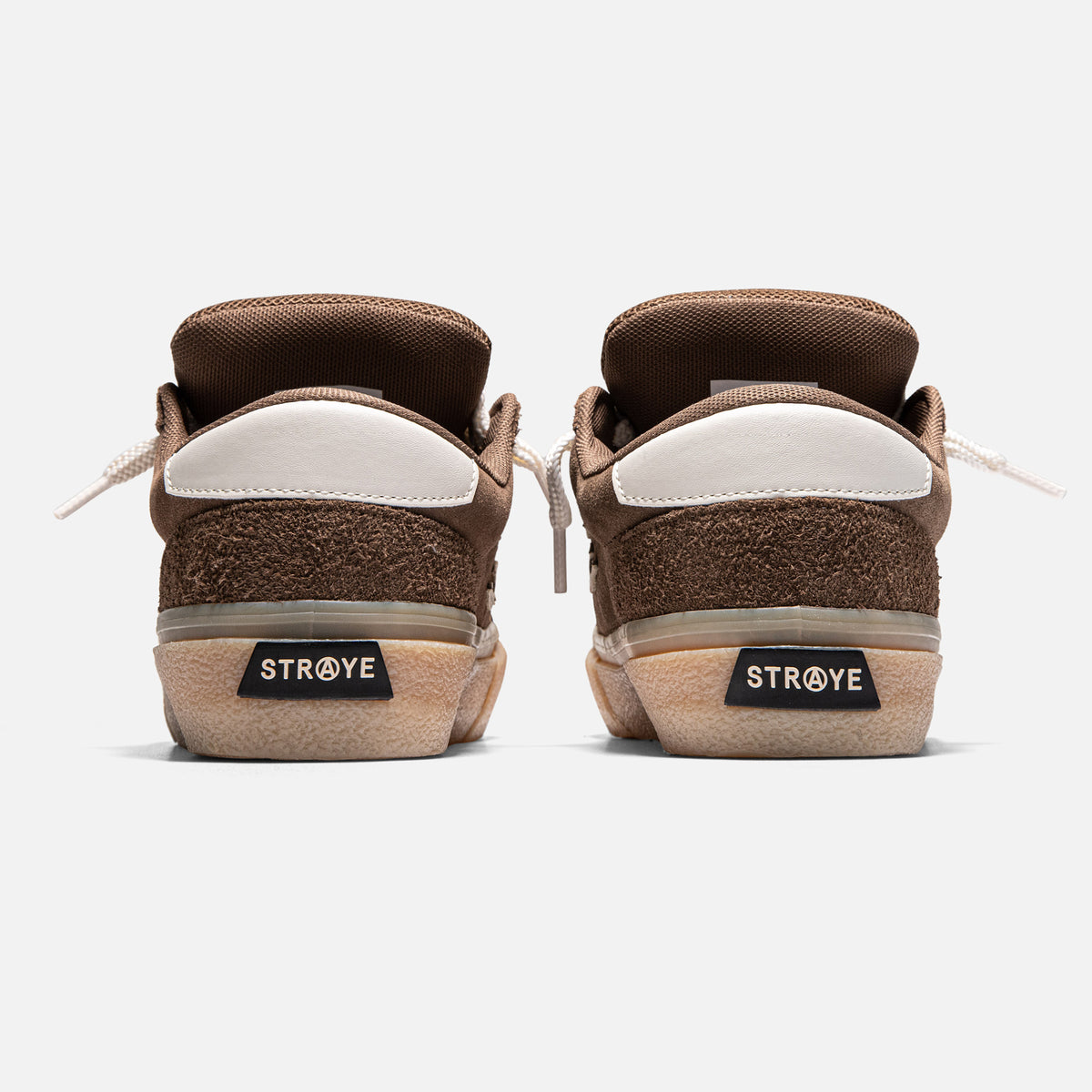 STRAYE Logan Puff Brown Crepe – back view low-top skate sneaker