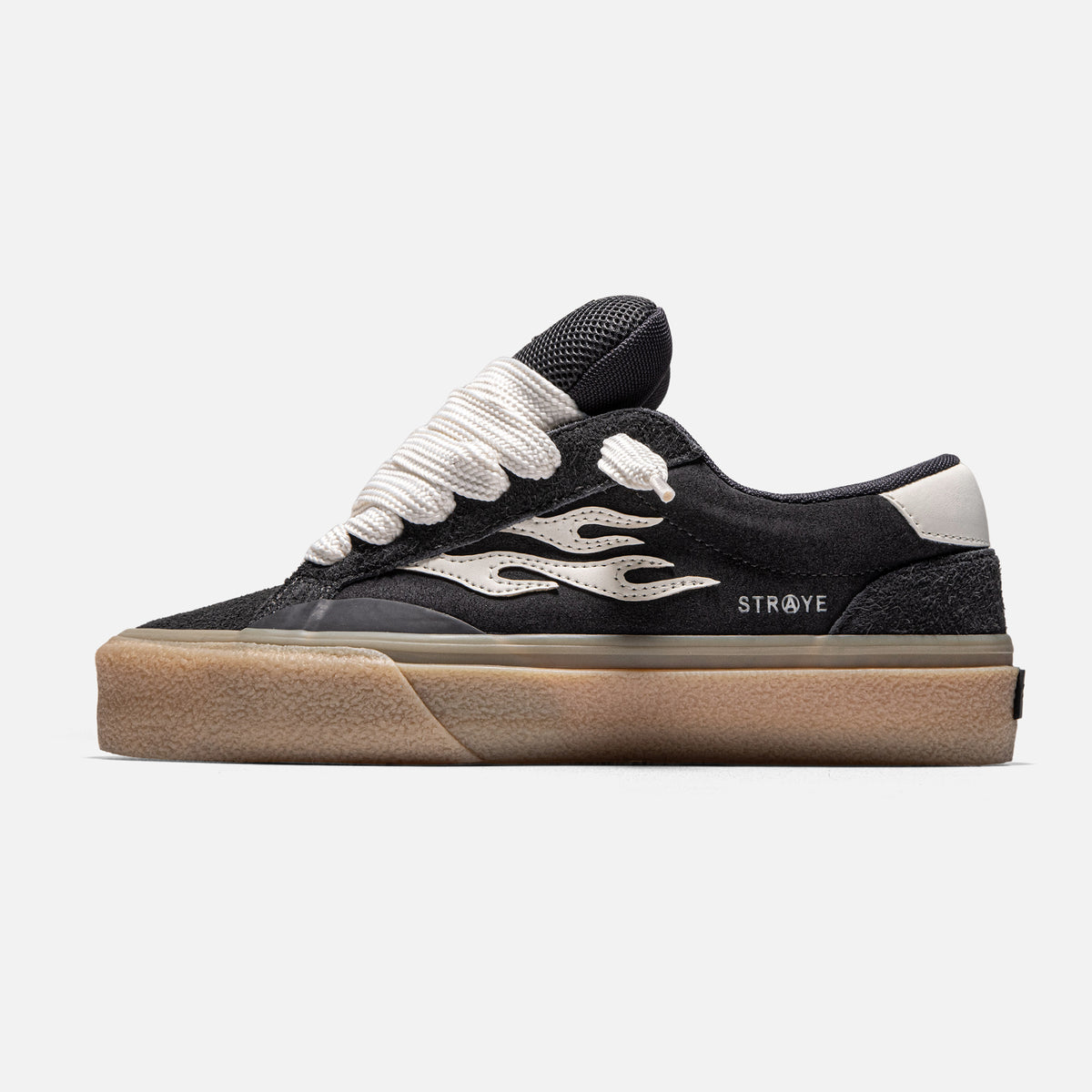 STRAYE Logan Puff Carbon Crepe – side view low-top skate sneaker