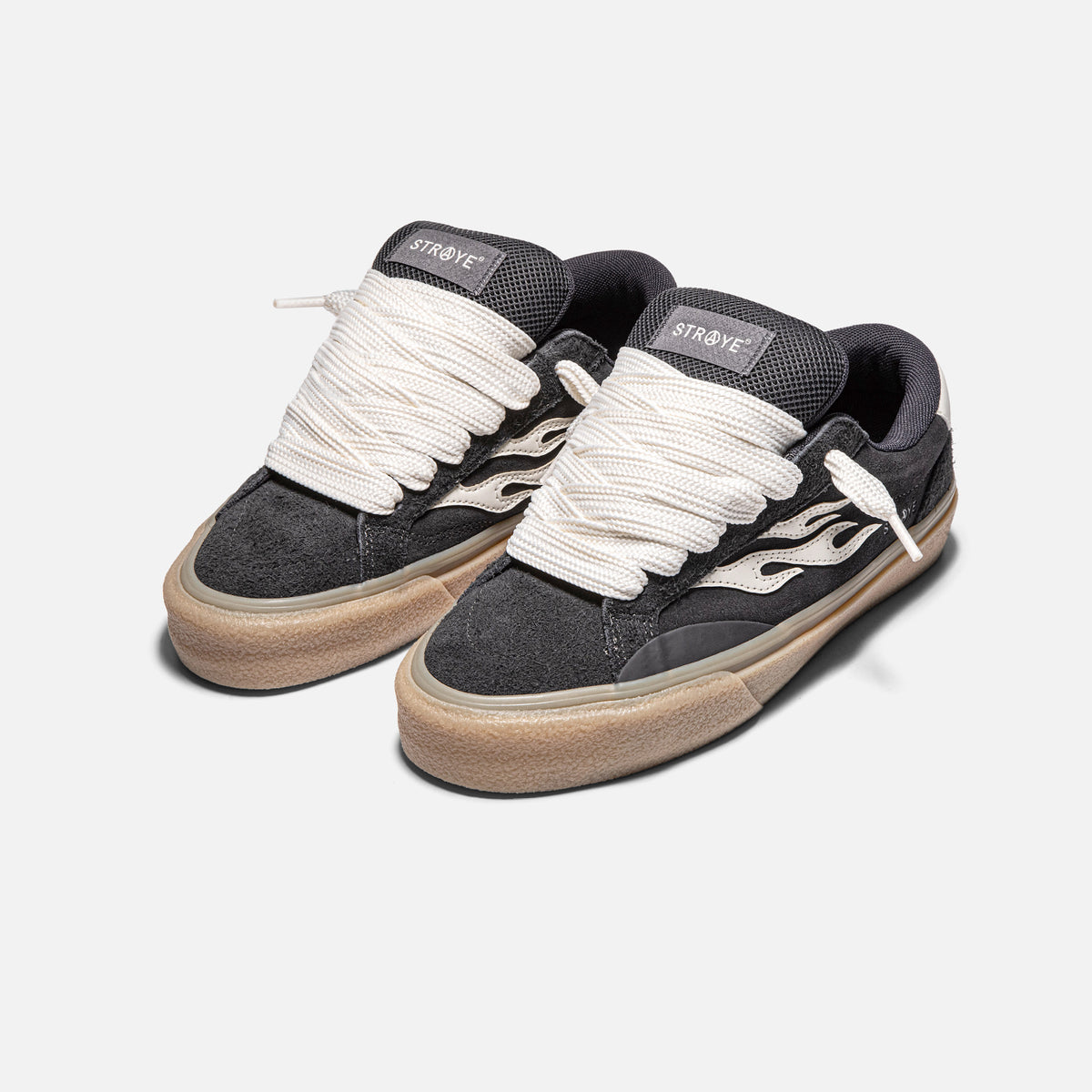STRAYE Logan Puff Carbon Crepe – hero view low-top skate sneaker