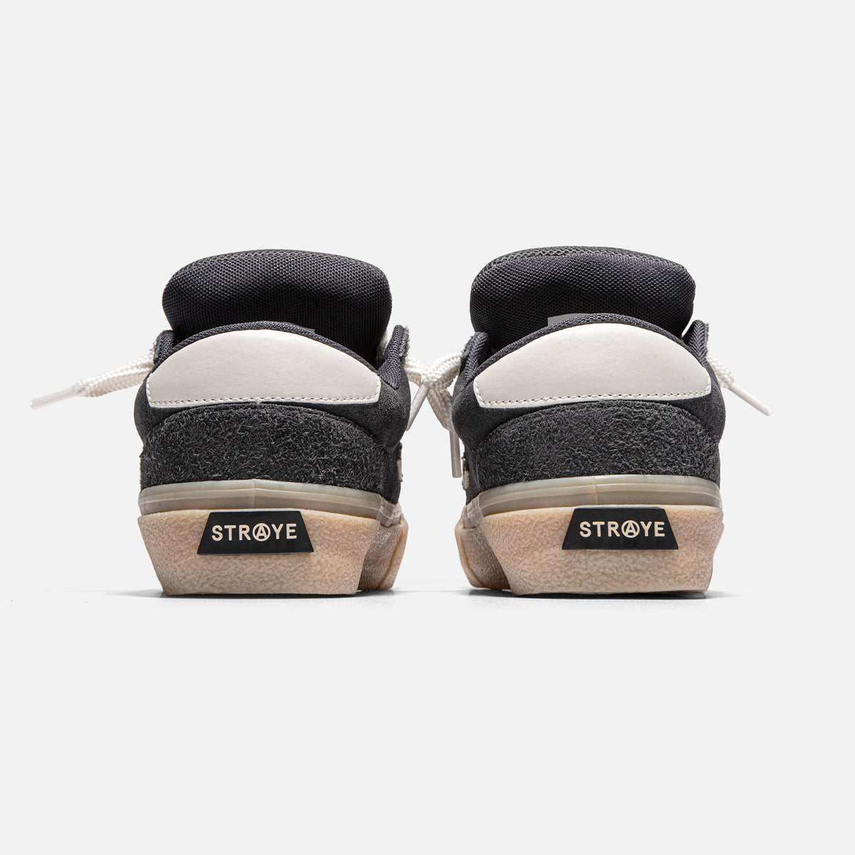 STRAYE Logan Puff Carbon Crepe – back view low-top skate sneaker