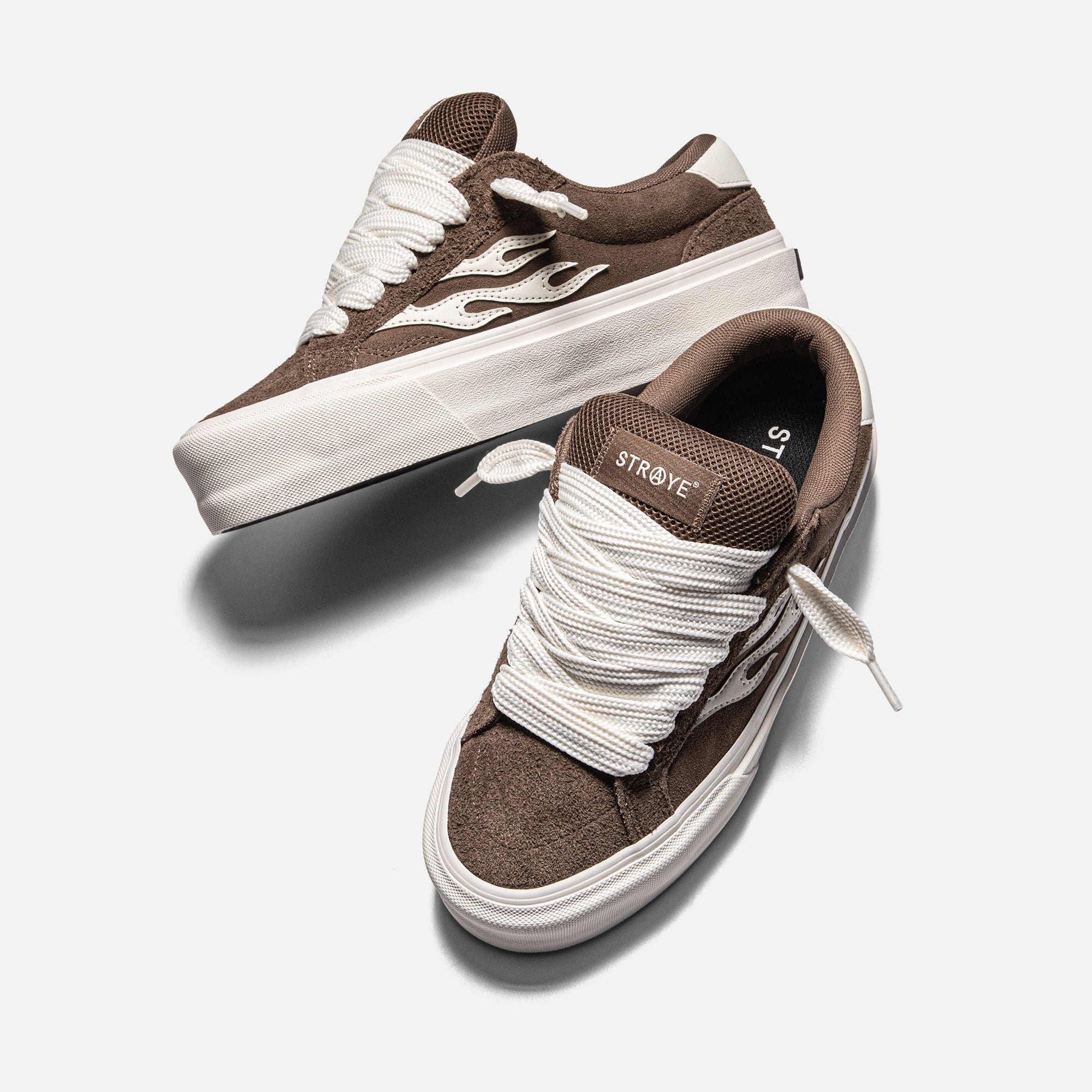 STRAYE Logan Stomper Brown – side view low-top platform sneaker