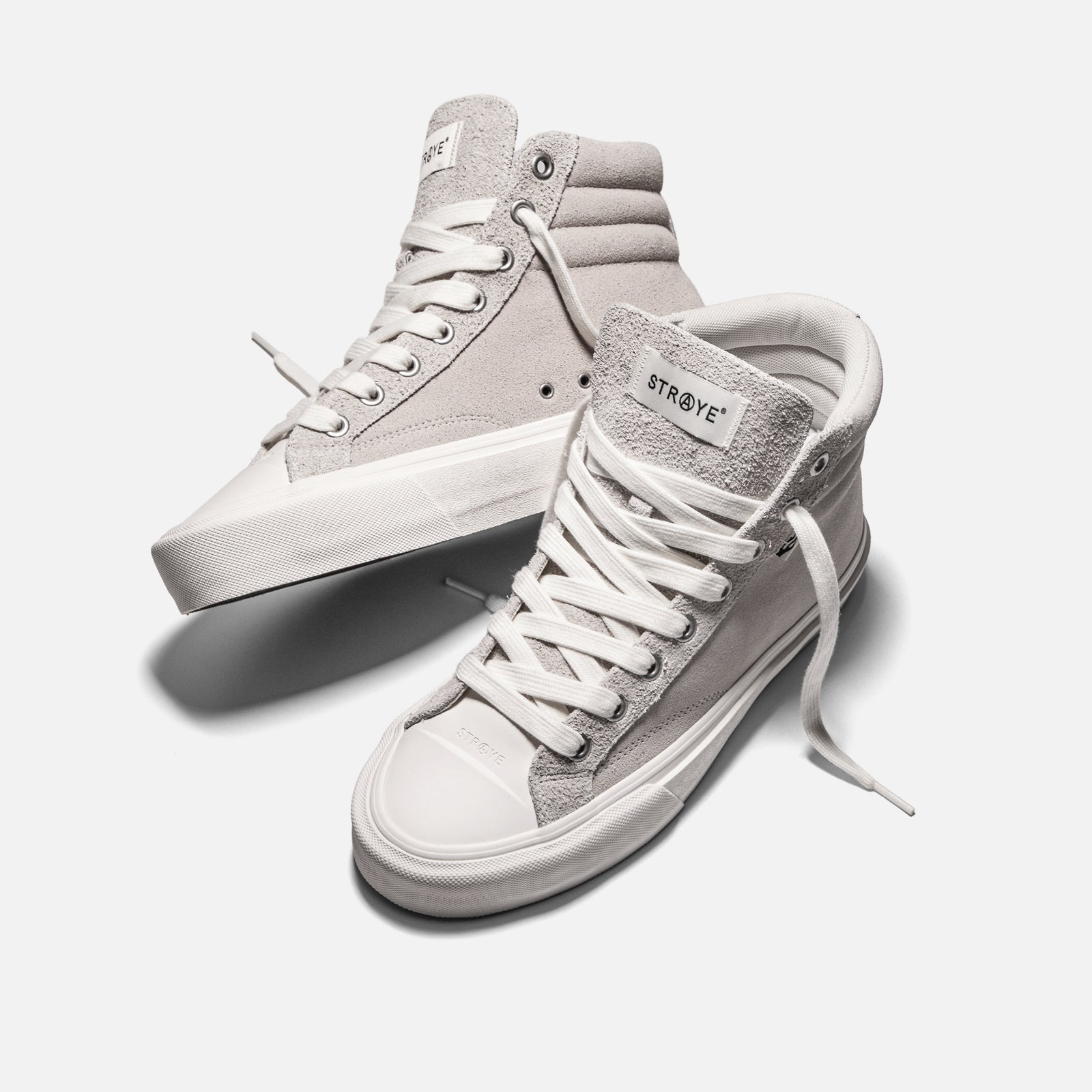 STRAYE Venice Cream Suede – side view high-top skate sneaker