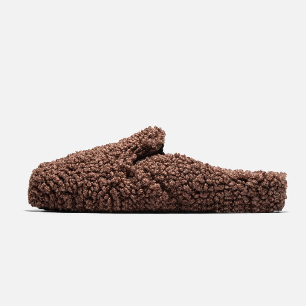靴 theredthread S hairy fur mule 40 STRAYE Ventura Mule Furry Brown Sherpa hybrid mule with 1.5-inch lift