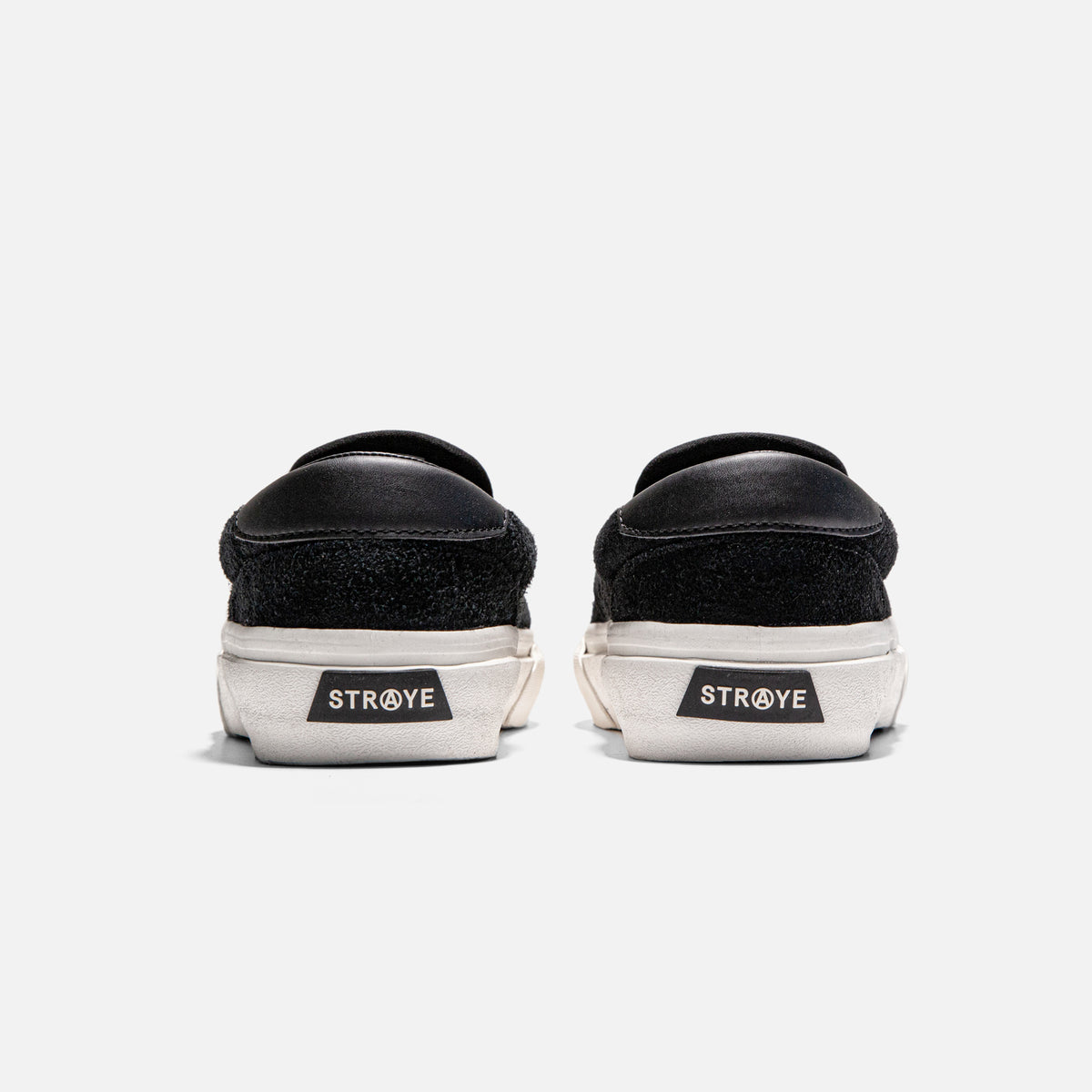 STRAYE Ventura Black Suede – back heel view high foxing for skate wear